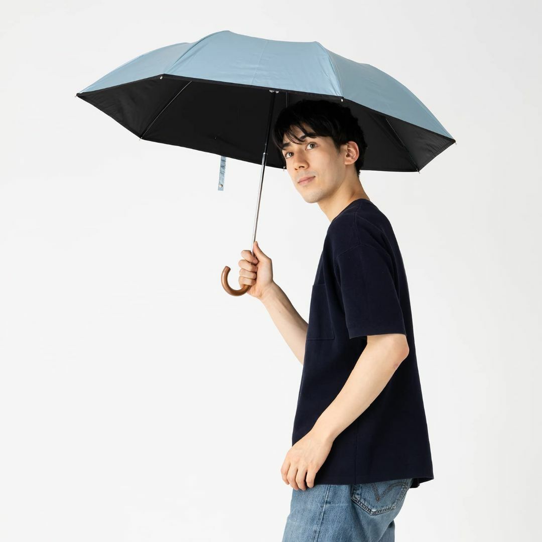【色: ブルー】日傘 折りたたみ ワンタッチ UVカット 晴雨兼用 遮光 遮熱 5