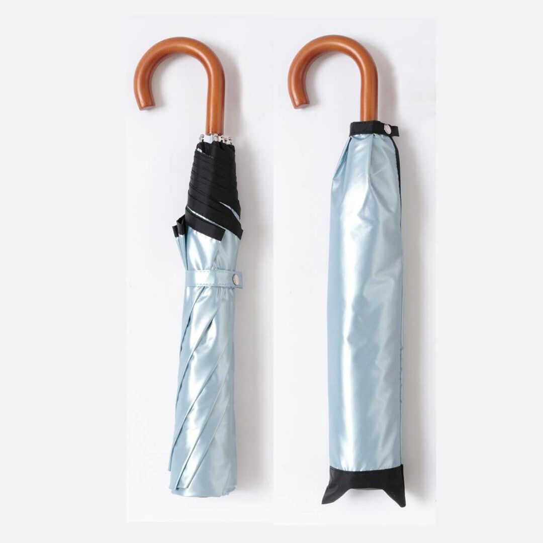 【色: ブルー】日傘 折りたたみ ワンタッチ UVカット 晴雨兼用 遮光 遮熱 6