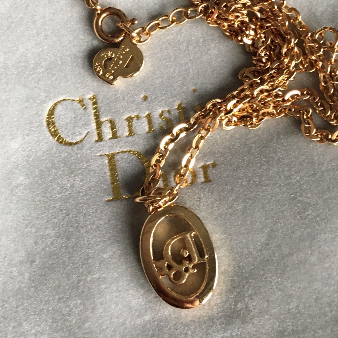 極美品✨Christian Dior CDロゴラインストーンネックレス ゴールド