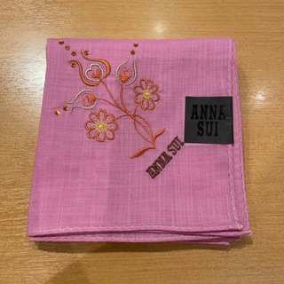 アナスイ(ANNA SUI)のアナスイハンカチ　刺繍、ストーン　ピンク(ハンカチ)