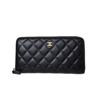 シャネル(CHANEL)のCHANEL 22番台 マトラッセ キャビアスキン ラウンドジップ ウォレット(財布)