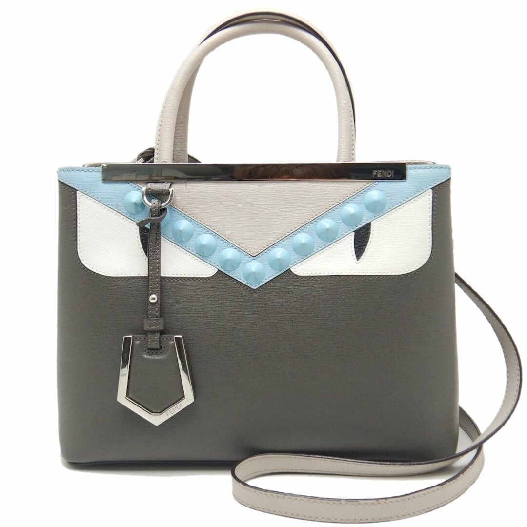 FENDI フェンディ プチトゥージュール モンスター 8BH253 ハンドバッグ レザー グレー/250667