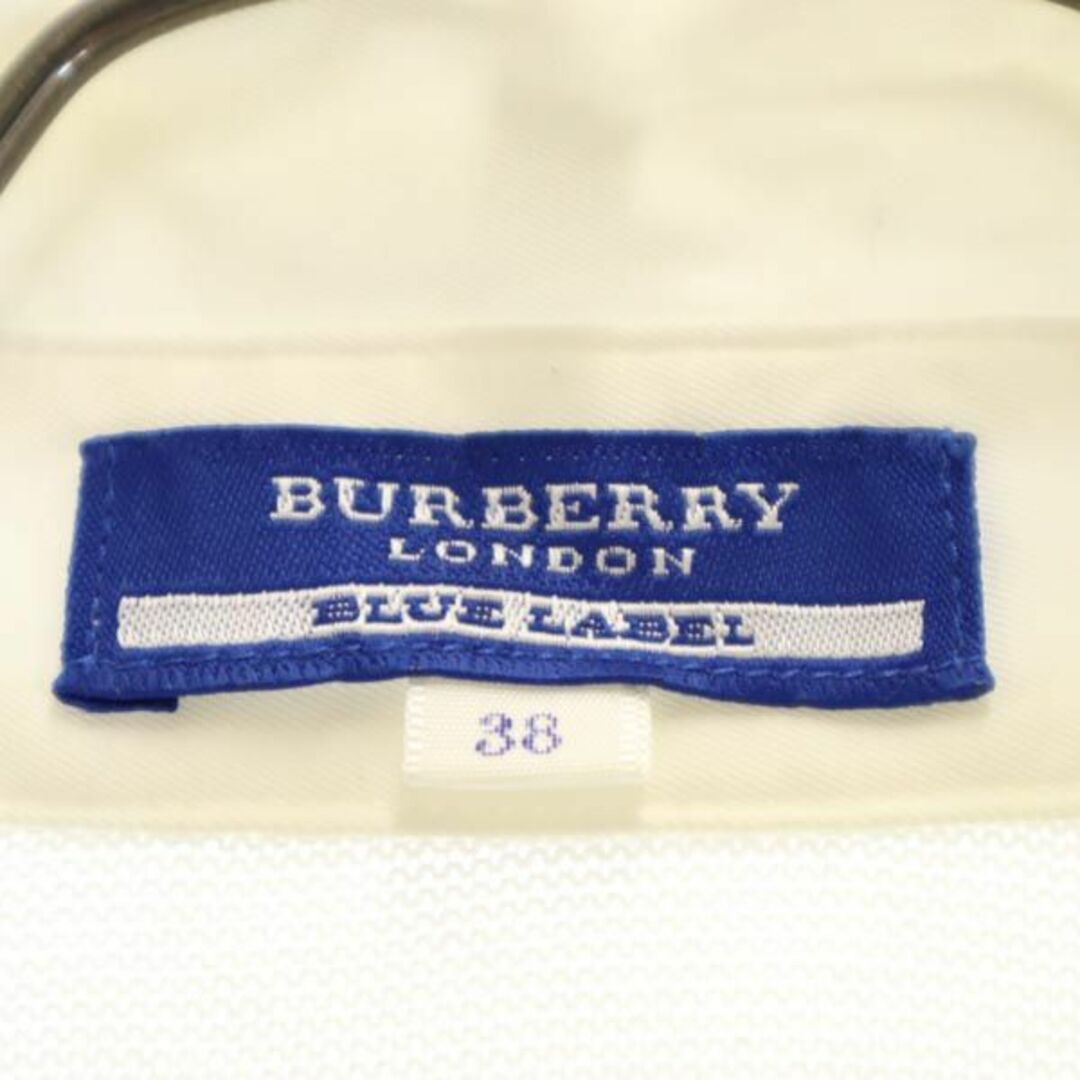 BURBERRY BLUE LABEL(バーバリーブルーレーベル)のバーバリーブルーレーベル 日本製 三陽商会 ボーダー 半袖 ポロシャツ 38 ホワイト系 BURBERRY BLUELABEL ニット ロゴ レディース 【中古】  【230621】 レディースのトップス(ポロシャツ)の商品写真