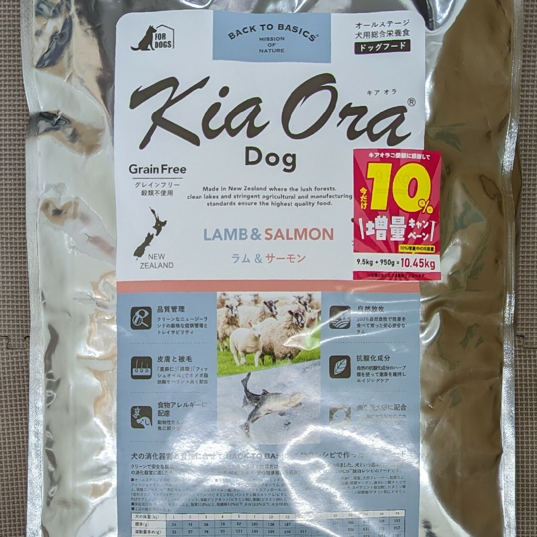 ペットフードキアオラ 犬用 ラム＆サーモン 9.5kg+950g