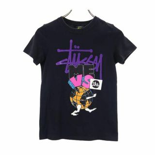 ステューシー(STUSSY)のステューシー USA製 プリント 半袖 Tシャツ S ブラック系 STUSSY ロゴ レディース 【中古】  【230621】 メール便可(Tシャツ(半袖/袖なし))