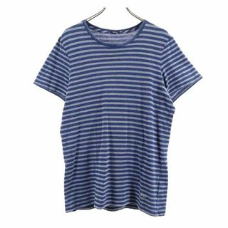 デンハム(DENHAM)のデンハム ボーダー 半袖 Tシャツ EU S ブルー系 DENHAM ロゴ メンズ 【中古】  【230621】(Tシャツ/カットソー(半袖/袖なし))