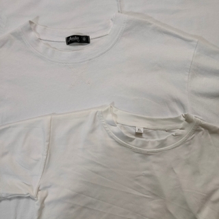 試着のみ 2枚セット ショート丈 白 五分袖カットソー 半袖Tシャツ(Tシャツ(半袖/袖なし))