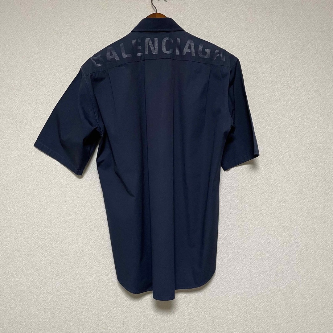 BALENCIAGA バックロゴシャツ バレンシアガ ネイビー 37-eastgate.mk
