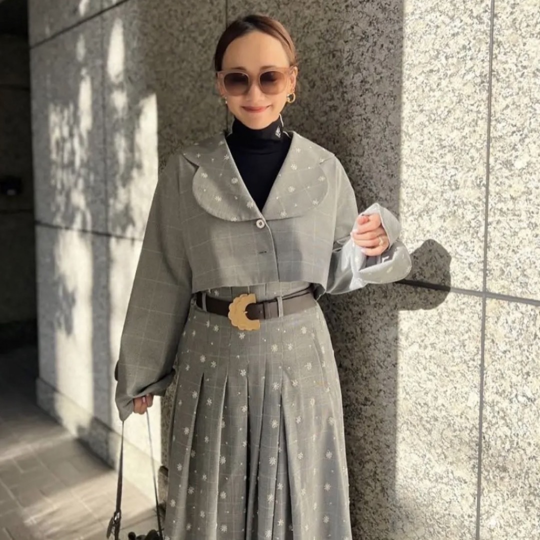ロージーモンスター フラワーエンブロイダリーチェックジャケット-