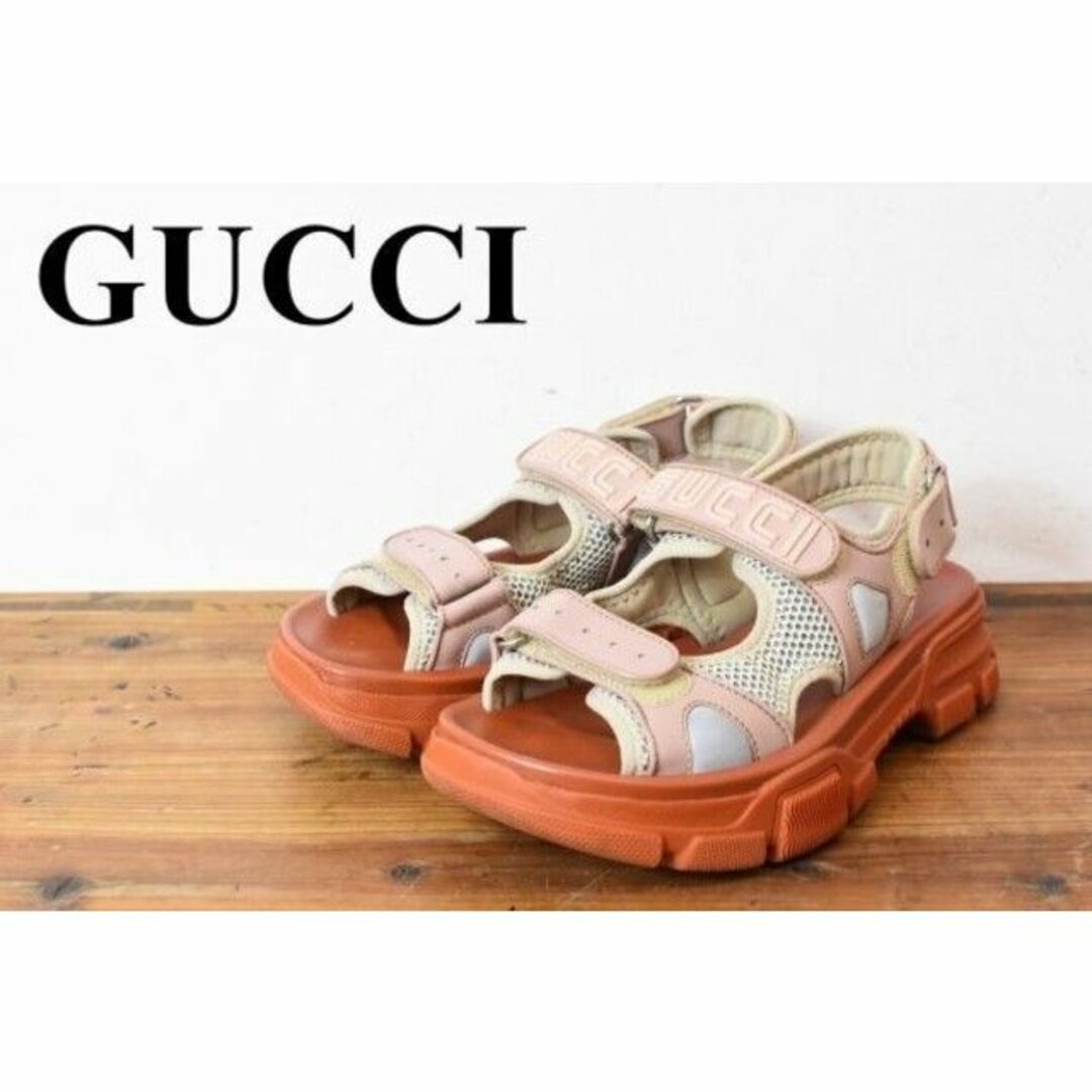 Gucci(グッチ)のSL AQ0013 現行 GUCCI グッチ タッチストラップクロージャー ロゴ レディースの靴/シューズ(サンダル)の商品写真