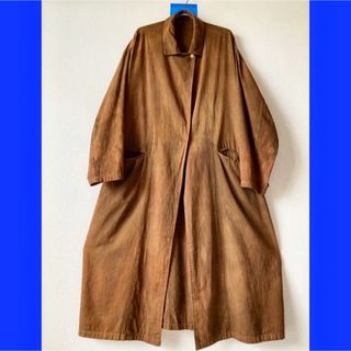 イッセイミヤケ(ISSEY MIYAKE)の"泥染め" ムラ染め Eurovintage コットンクレープステンカラーコート(ステンカラーコート)