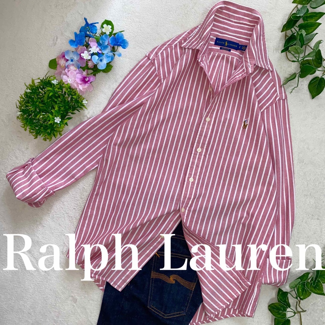 POLO RALPH LAUREN(ポロラルフローレン)のRalph Lauren 美品　ストライプ　XL位　長袖シャツ　羽織り レディースのトップス(シャツ/ブラウス(長袖/七分))の商品写真