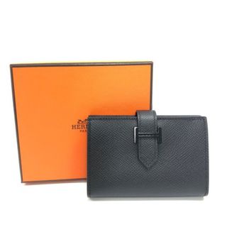 エルメス(Hermes)のエルメス ベアン ミニ カードケース モノクローム ブラック金具 名刺入れ(名刺入れ/定期入れ)