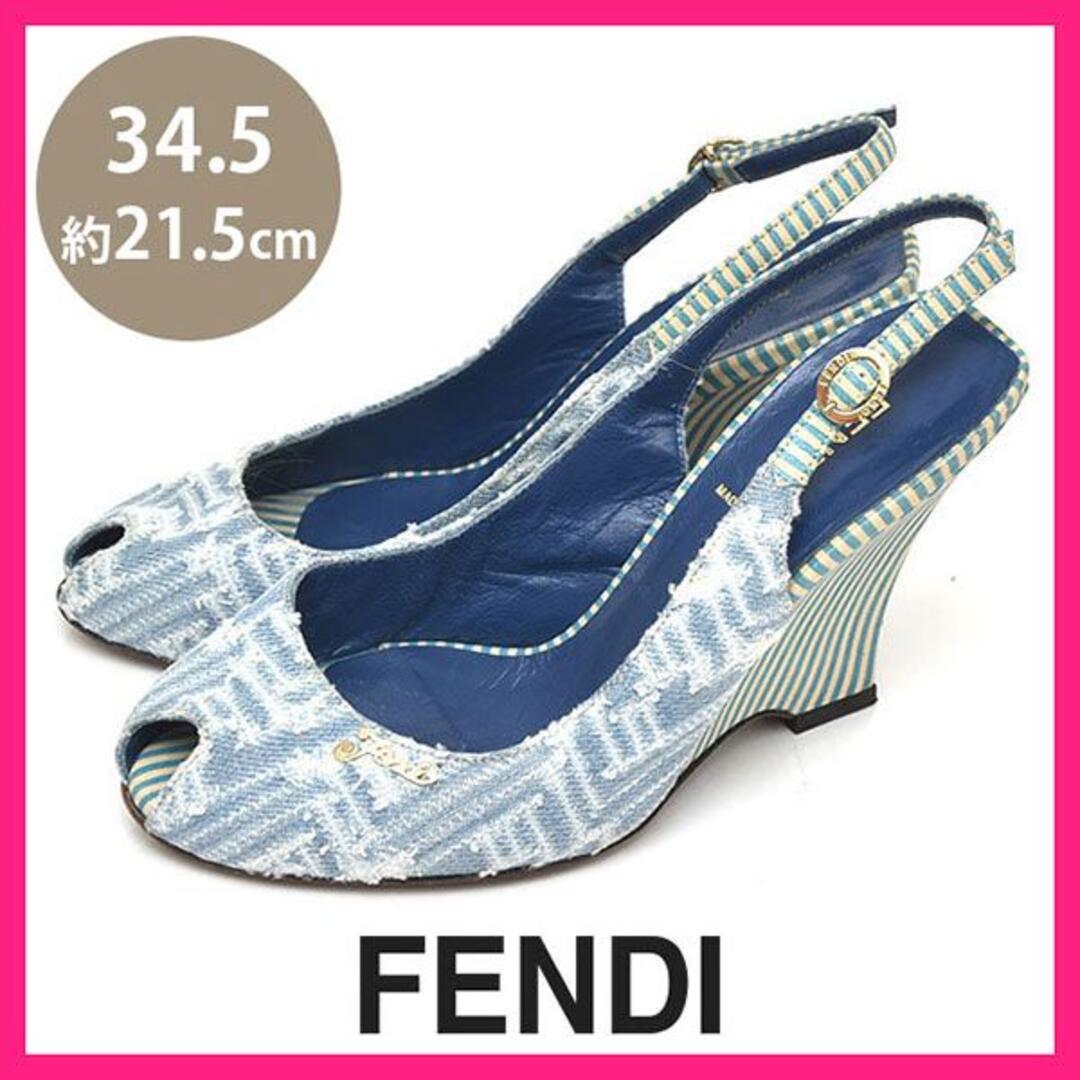 FENDI(フェンディ)のフェンディ ロゴ ストライプ デニム サンダル 34.5(約21.5cm) レディースの靴/シューズ(サンダル)の商品写真
