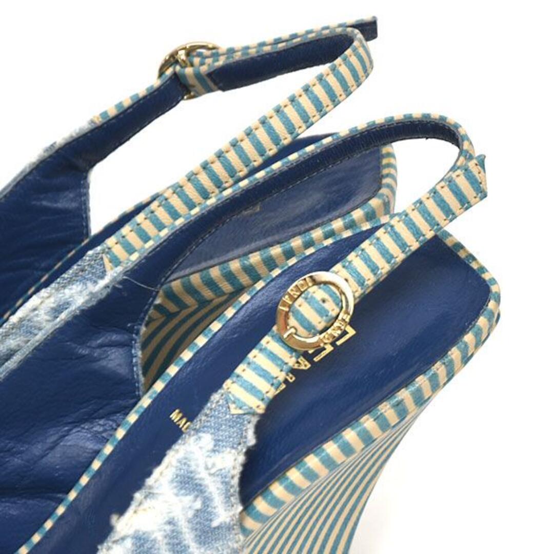 FENDI - フェンディ ロゴ ストライプ デニム サンダル 34.5(約21.5cm