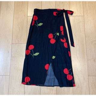 専用 00s vintage cheey tie slit skirt(ひざ丈スカート)