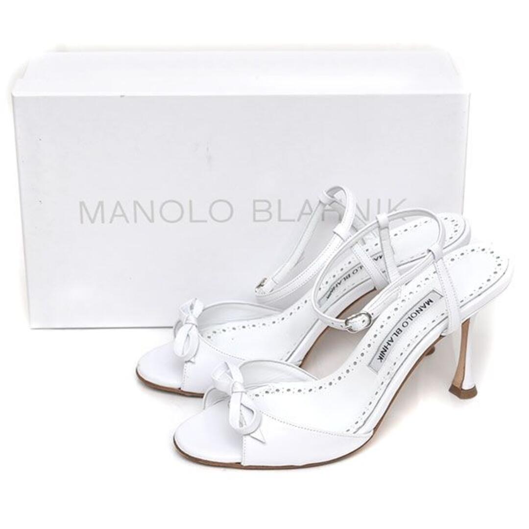 MANOLO BLAHNIK(マノロブラニク)の美品♪マノロブラニク リボン ストラップ サンダル 38.5(約25-25.5 レディースの靴/シューズ(サンダル)の商品写真