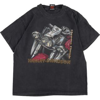 ハーレーダビッドソン(Harley Davidson)の古着 90年代 ヘインズ Hanes Harley-Davidson ハーレーダビッドソン 両面プリント モーターサイクル バイクTシャツ USA製 メンズL ヴィンテージ /eaa346490(Tシャツ/カットソー(半袖/袖なし))