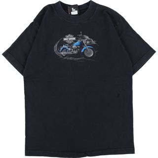 ハーレーダビッドソン(Harley Davidson)の古着 ハーレーダビッドソン Harley-Davidson 両面プリント モーターサイクル バイクTシャツ USA製 レディースS /eaa346712(Tシャツ(半袖/袖なし))