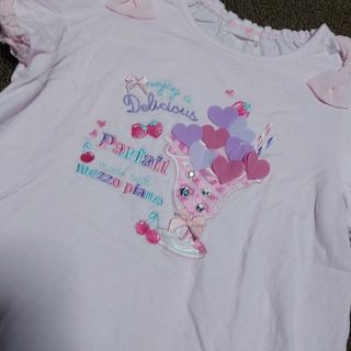 メゾピアノ(mezzo piano)のメゾピアノ パフェ柄リボンTシャツ140(Tシャツ/カットソー)