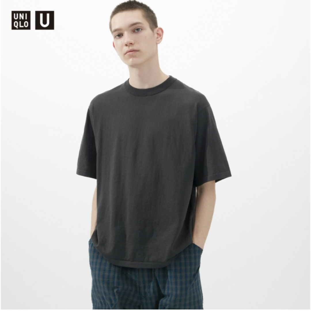 UNIQLO 新品 ユニクロU UNIQLO U ニットTシャツ ダークグレー Sサイズの通販 by まーちゃん MEN GUドライクルーネックT半袖