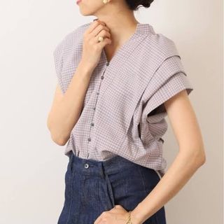 イエナ(IENA)の新品完売♡イエナラブークル♡チェックタックスリーブフレンチブラウス(シャツ/ブラウス(半袖/袖なし))