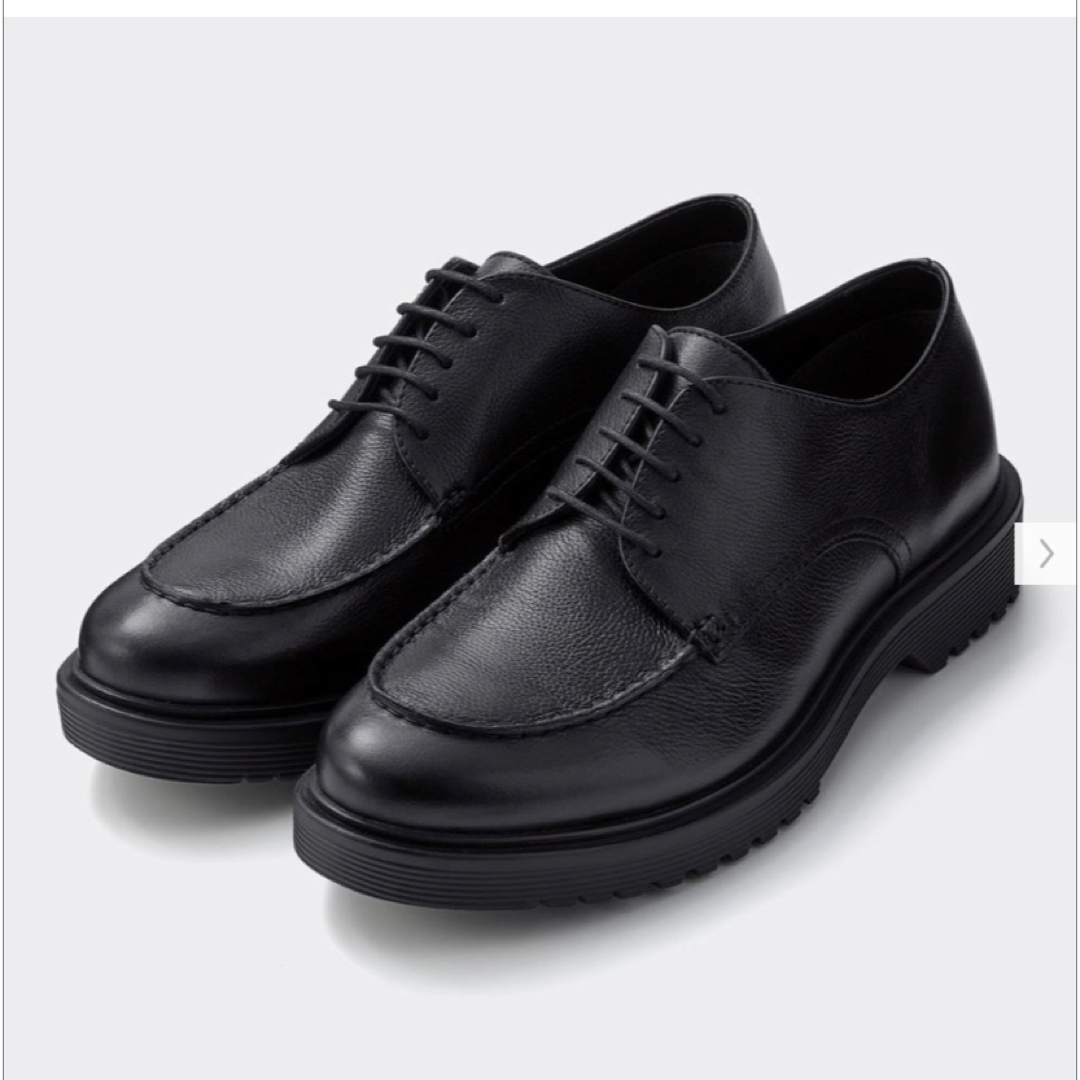GU(ジーユー)の新品　GU ジーユー　リアルレザーUチップシューズ　ブラック　25cm メンズの靴/シューズ(ドレス/ビジネス)の商品写真