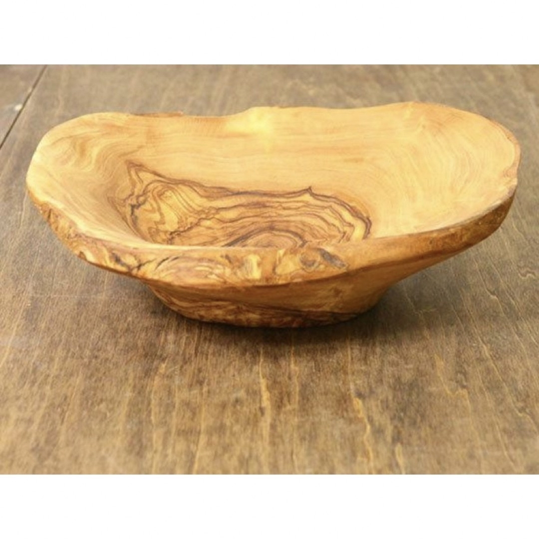 W23×D17×Hcm素材オリーブウッド　ボール　木　木製お皿　木製食器　アンティーク　インテリア　ウッド