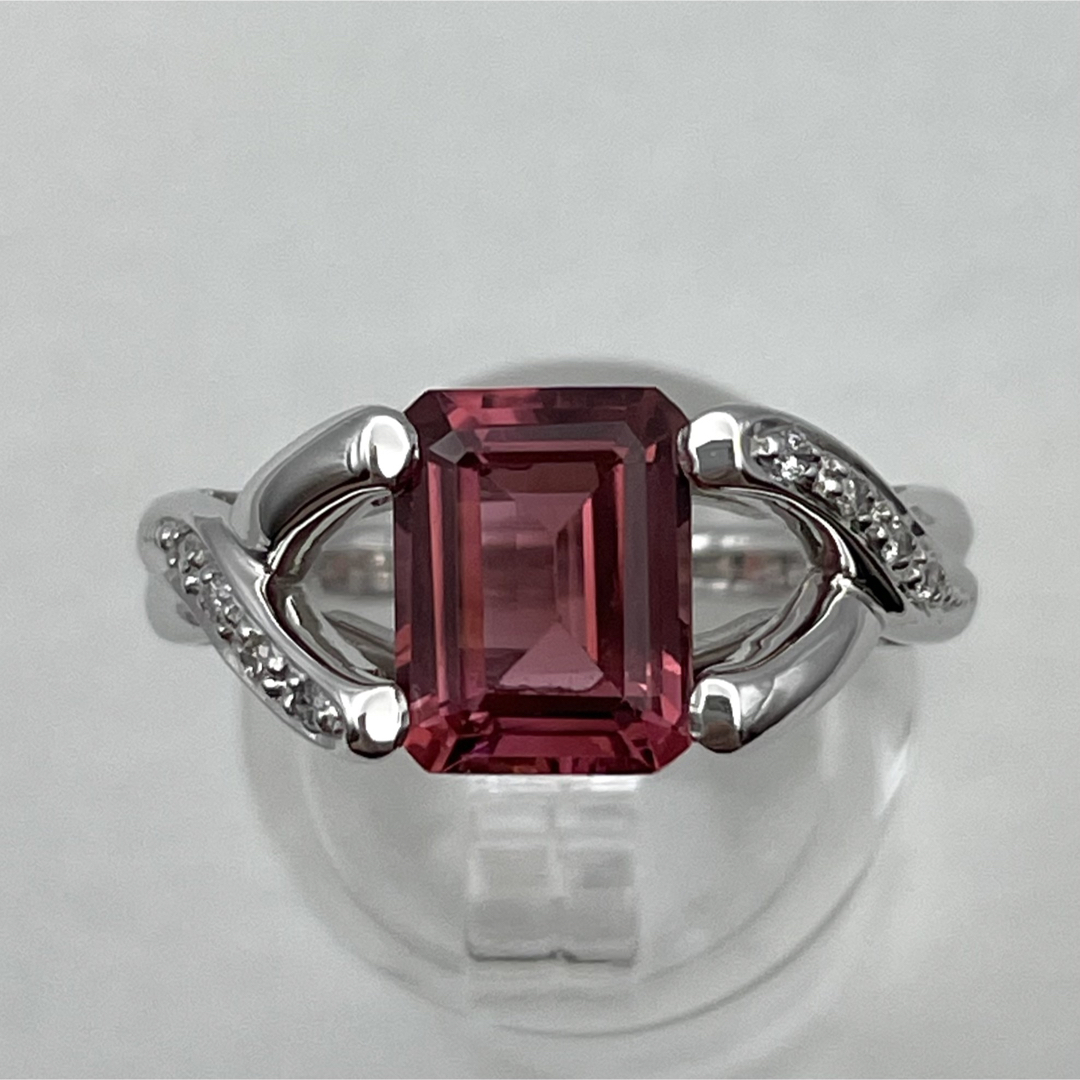 k18WG ピンクトルマリン2.58ct ダイヤ0.08ct リング - リング(指輪)