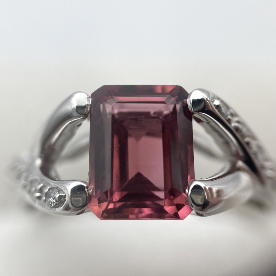 k18WG ピンクトルマリン2.58ct ダイヤ0.08ct リング | www