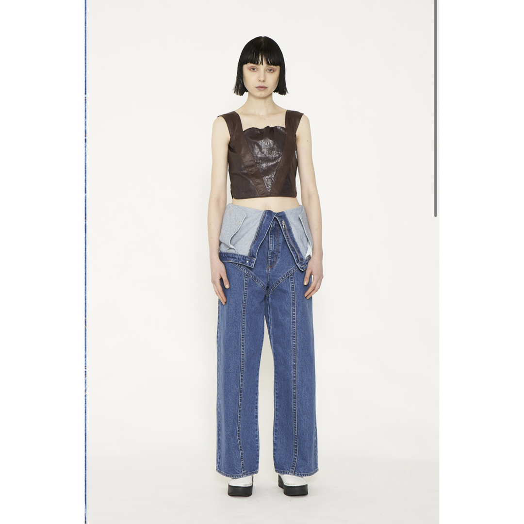 VIAVANDA COVERALLS WIDE DENIM PANTS