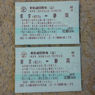 東京↔️静岡 新幹線チケット２回分(鉄道乗車券)