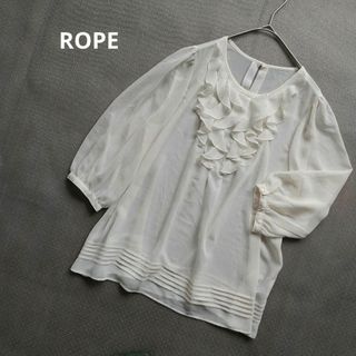 ロペ(ROPE’)のロペ ブラウス 七分袖 透け感 フリル ボーダー(シャツ/ブラウス(長袖/七分))