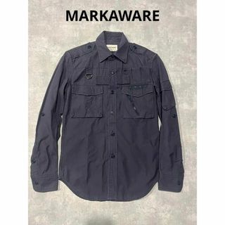 マーカウェア(MARKAWEAR)のmarkaware ミリタリーシャツ　ネイビー　ギア(シャツ)