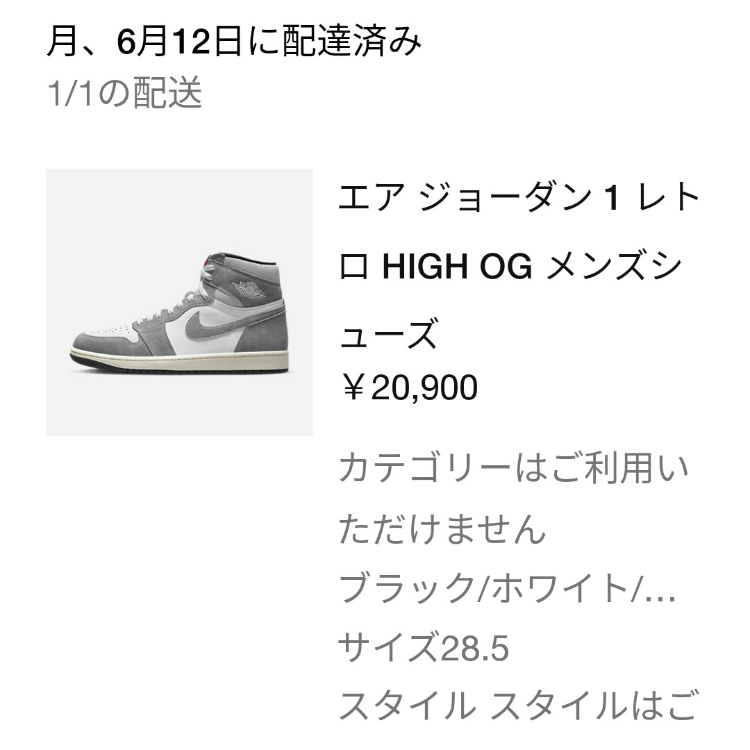 NIKE(ナイキ)のエアジョーダン1 レトロ ハイ OG ブラック アンド スモークグレー 28.5 メンズの靴/シューズ(スニーカー)の商品写真