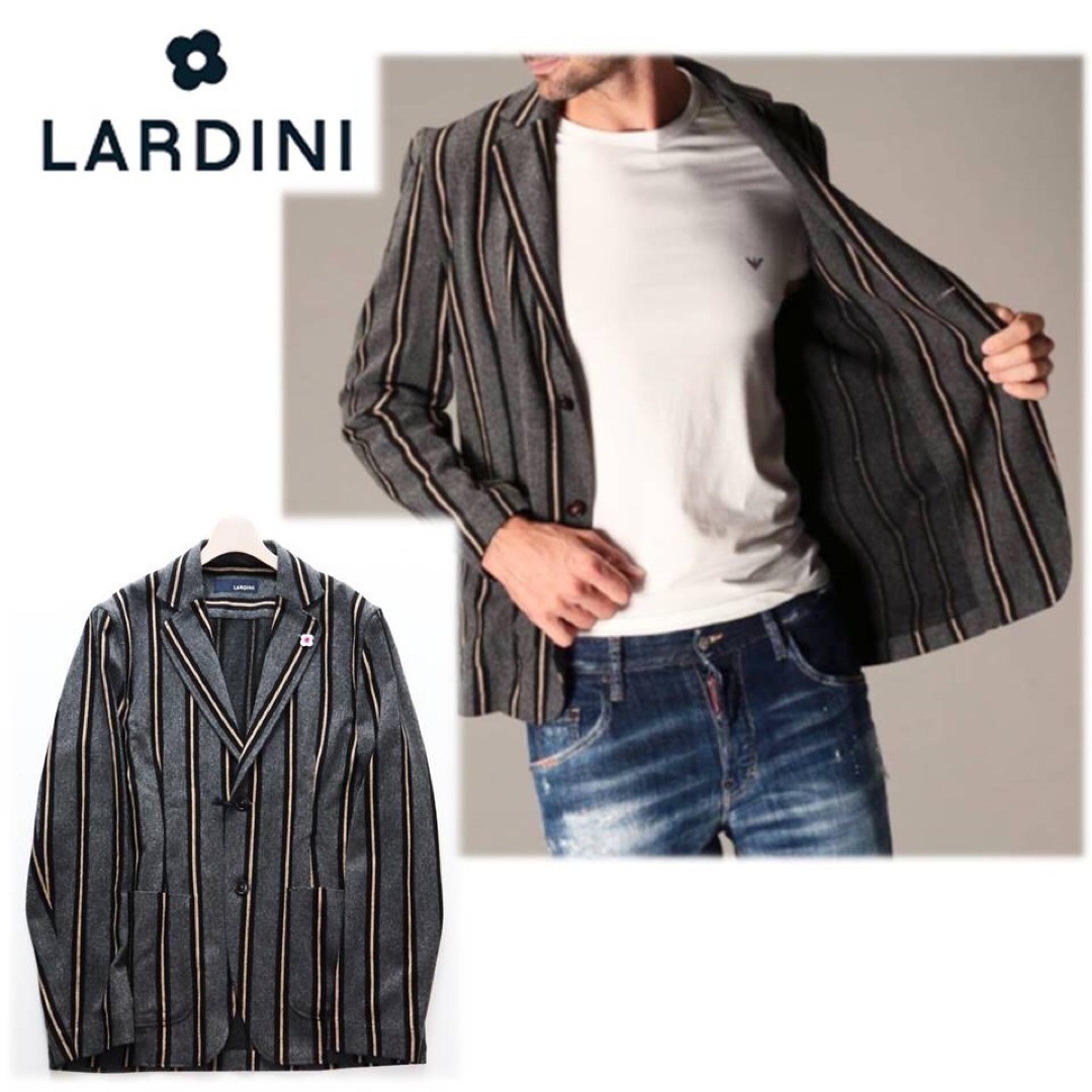 LARDINI ラルディーニ》新品 イタリア製 ブートニエール付 ストライプ