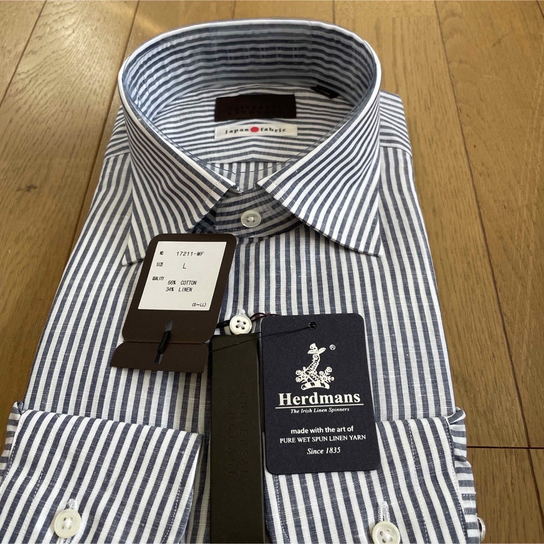 THE SUIT COMPANY(スーツカンパニー)のユニバーサルランゲージ長袖ドレスシャツHerdmansリネンL（41-84)新品 メンズのトップス(シャツ)の商品写真