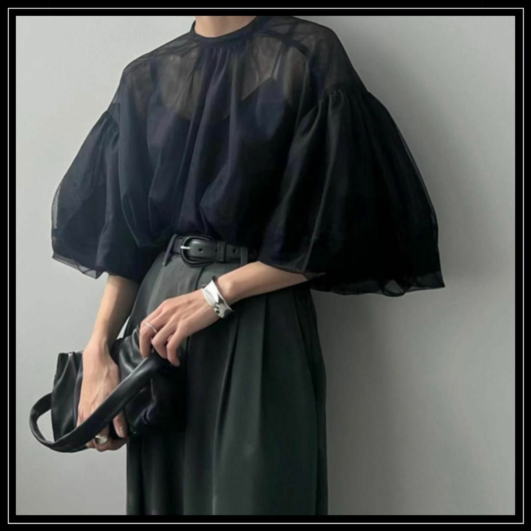 CLANE(クラネ)のSHEER TULLE BALLOON SLEEVE シアートップス CLANE レディースのトップス(シャツ/ブラウス(長袖/七分))の商品写真