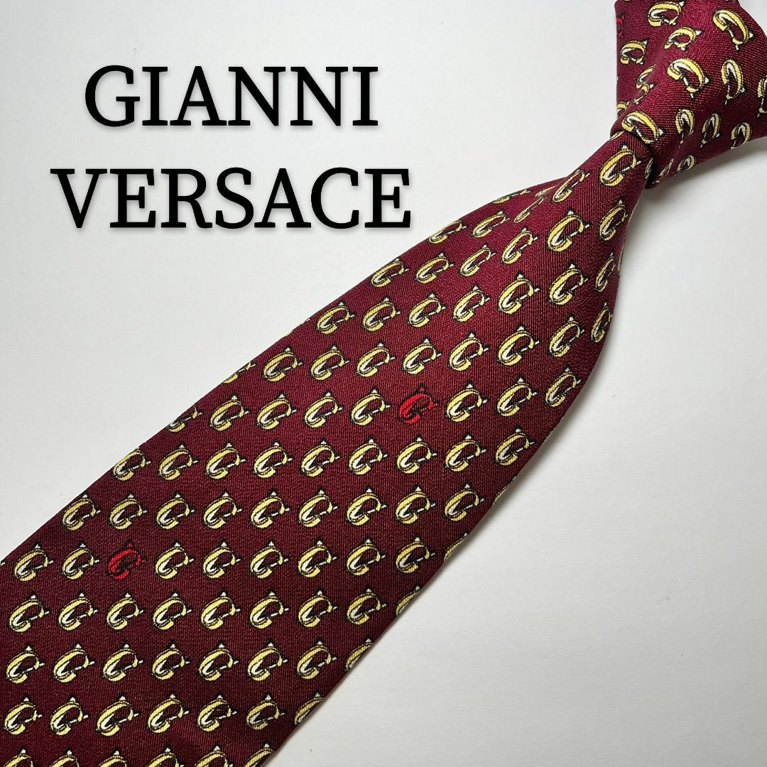 Gianni Versace(ジャンニヴェルサーチ)のヴェルサーチ GIANNI VERSACE シルク ワインレッド 総柄 えんじ メンズのファッション小物(ネクタイ)の商品写真