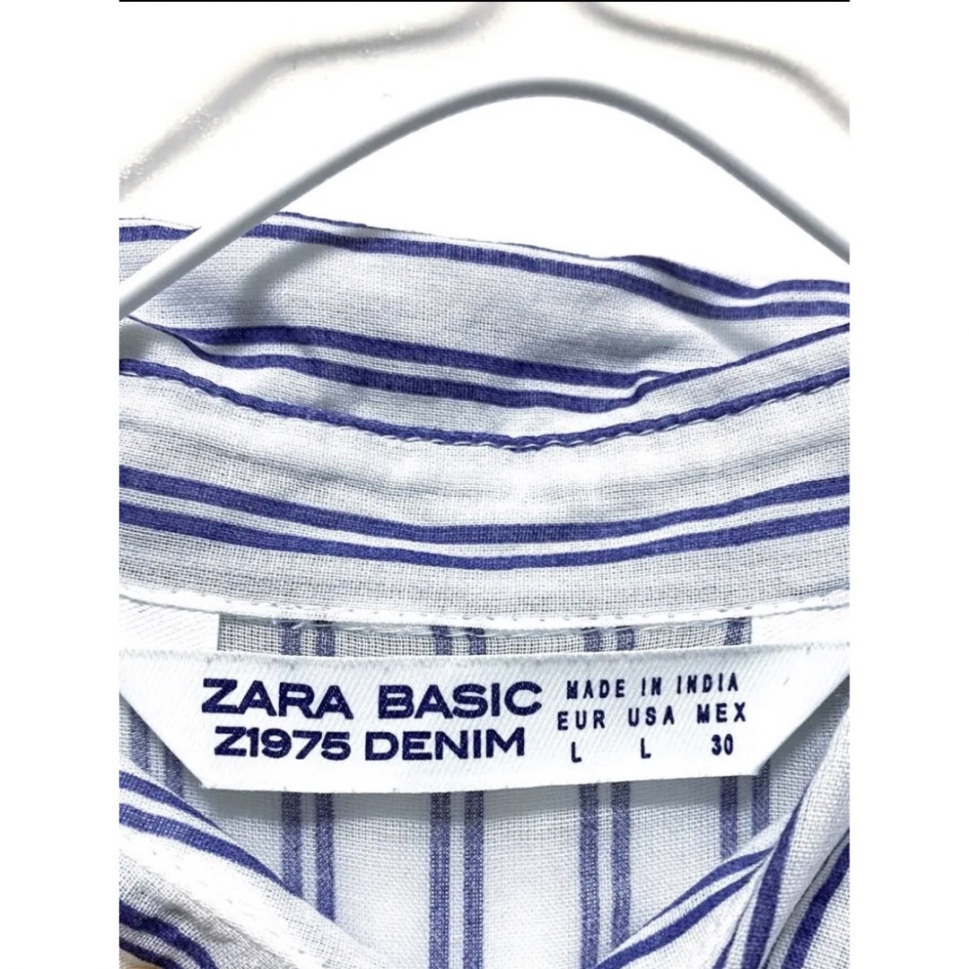 ZARA(ザラ)のZARA ストライプ コットン シャツワンピース レディースのワンピース(ひざ丈ワンピース)の商品写真
