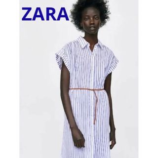 ザラ(ZARA)のZARA ストライプ コットン シャツワンピース(ひざ丈ワンピース)