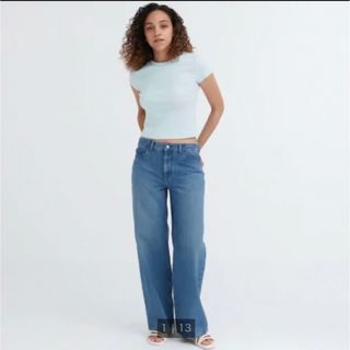 ユニクロ(UNIQLO)の【UNIQLO】ローライズバギージーンズ　丈標準　22インチ(デニム/ジーンズ)