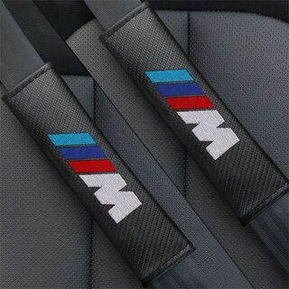 ビーエムダブリュー(BMW)の2個セット BMW Mスポーツ カーボン シートベルトパッド カバー ロゴ刺繍p(車種別パーツ)