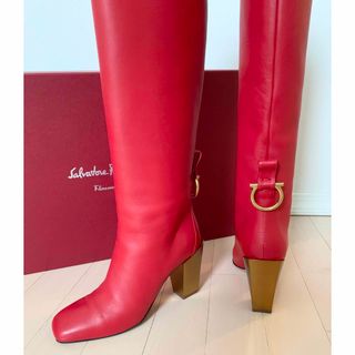 Ferragamo フェラガモ ロングブーツ 24cm スエード ピンク