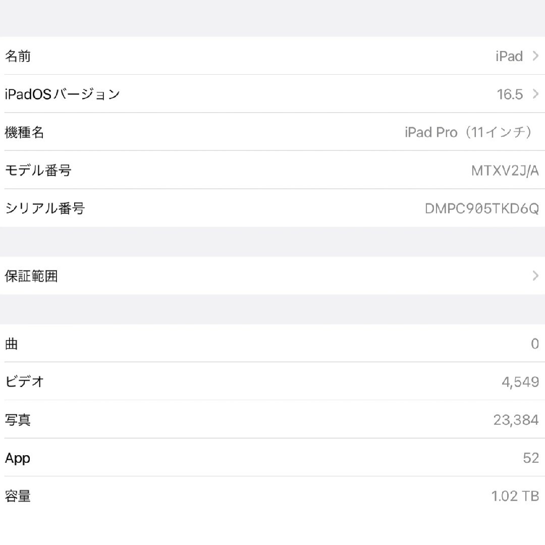 iPad(アイパッド)の【中古美品】iPad Pro 11インチ WI-FI 1TB グレー 注意点有り スマホ/家電/カメラのPC/タブレット(タブレット)の商品写真