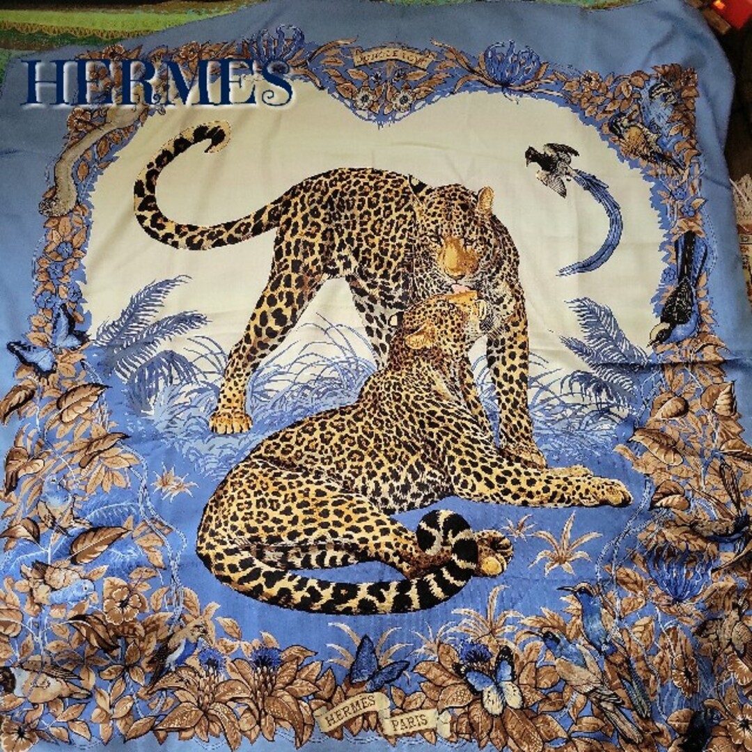 レア HERMES エルメス カシミアシルク カシシル 140 ジャングルラブ ...