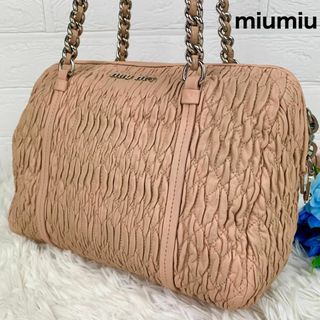 miumiu   美品  ミュウミュウ マテラッセ トートバッグ 革 ピンク