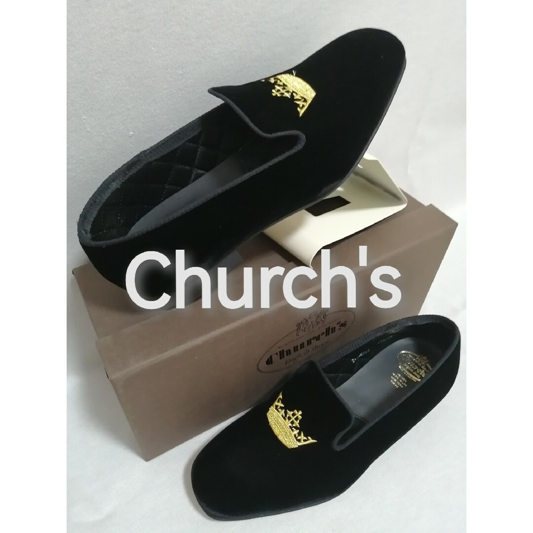 ★新品・メンズ★【Church's チャーチ】オペラシューズ　ベルベット　黒