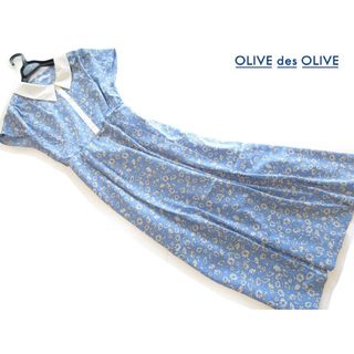 オリーブデオリーブ(OLIVEdesOLIVE)の新品OLIVEdesOLIVE マーガレット柄フレンチスリーブワンピース/BL(ロングワンピース/マキシワンピース)