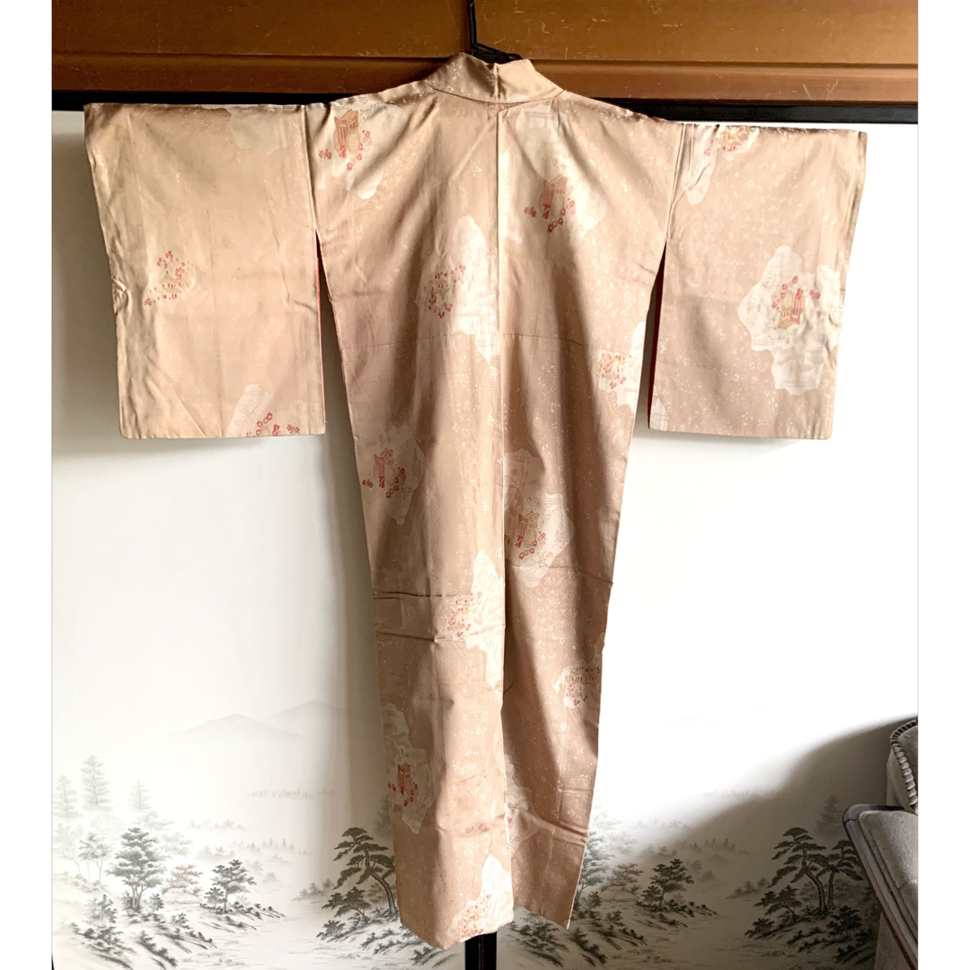 ◆着物 単位 和装 振袖 羽織 かぐや姫 竹取物語 金色 ゴールド 昭和レトロ レディースの水着/浴衣(着物)の商品写真